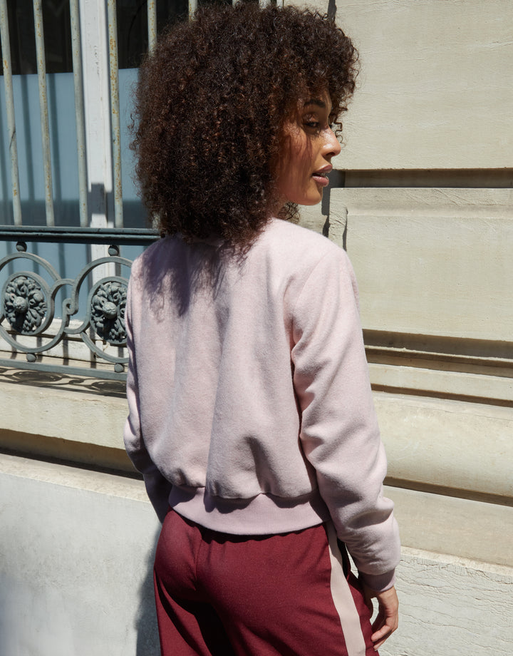 Pink Brushed Cropped Bomber Jacket