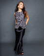Leopard Print Crew Neck Longline Waistcoat