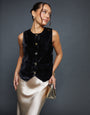 Black Velvet Split Front Waistcoat