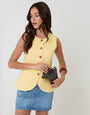 Yellow Linen Blend Longline Waistcoat