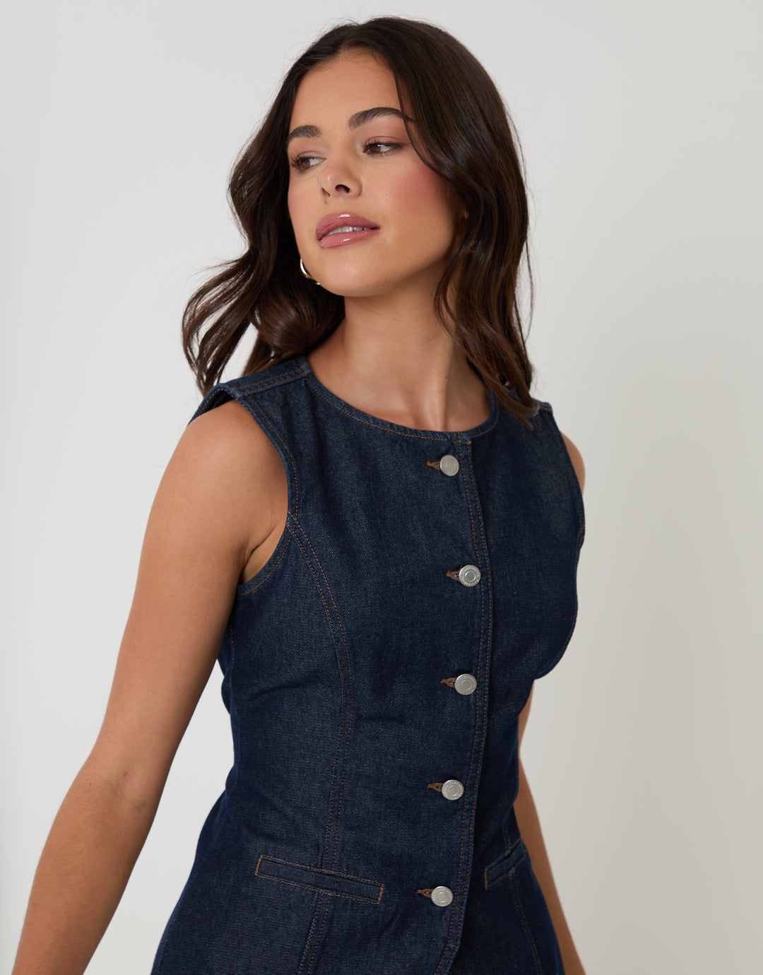Indigo Denim Longline Waistcoat