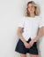 Denim Longline Angel Sleeve Top in White