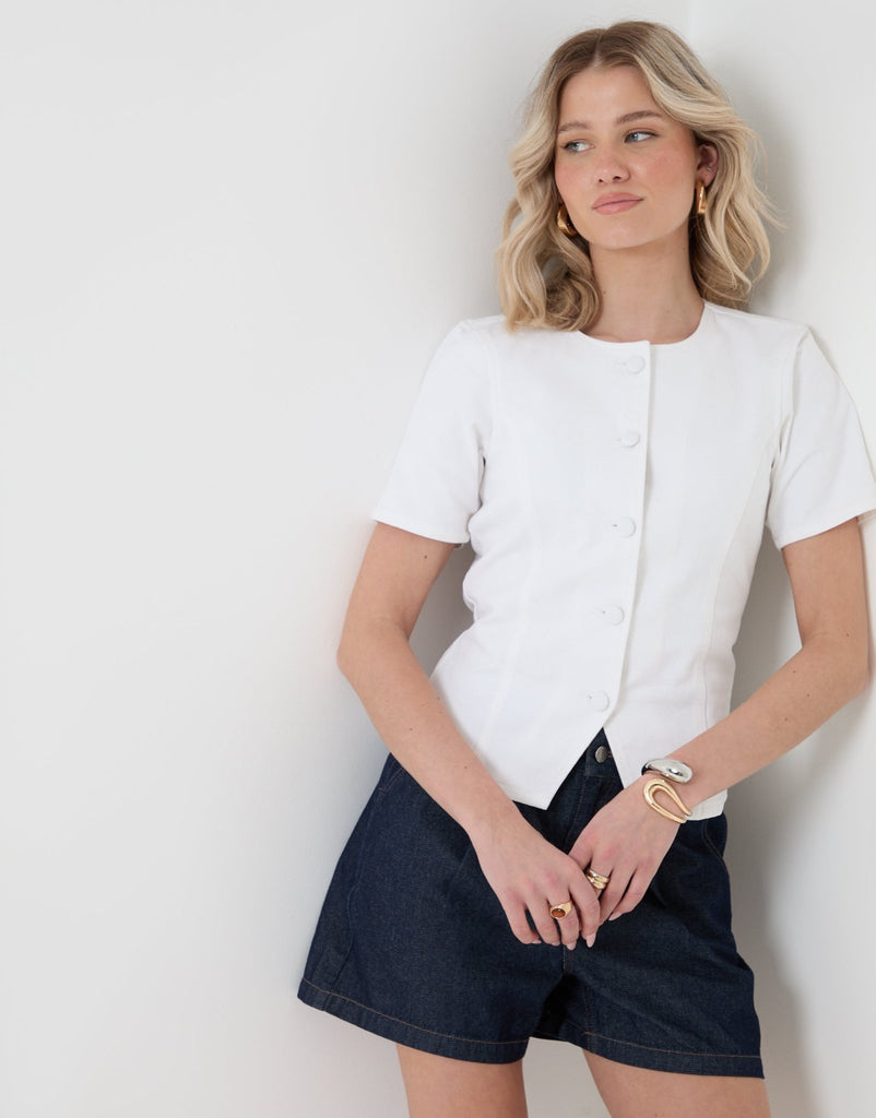 Denim Longline Angel Sleeve Top