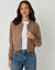 Mocha Brown Faux Wool Bomber Jacket