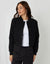 Black Faux Wool Bomber Jacket