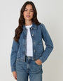 Mid Wash Denim Jacket with Patch Pockets