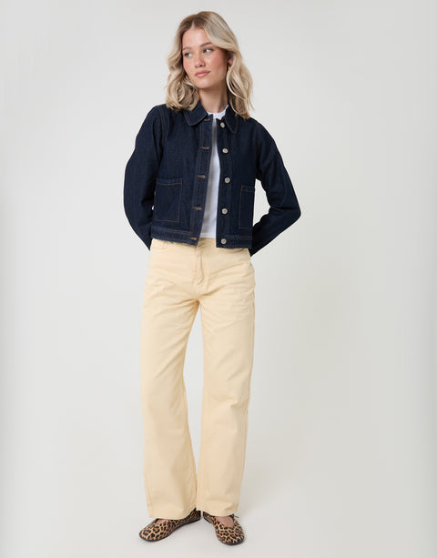 Threadbare Denim Jacket with Patch Pockets in Indigo - full body