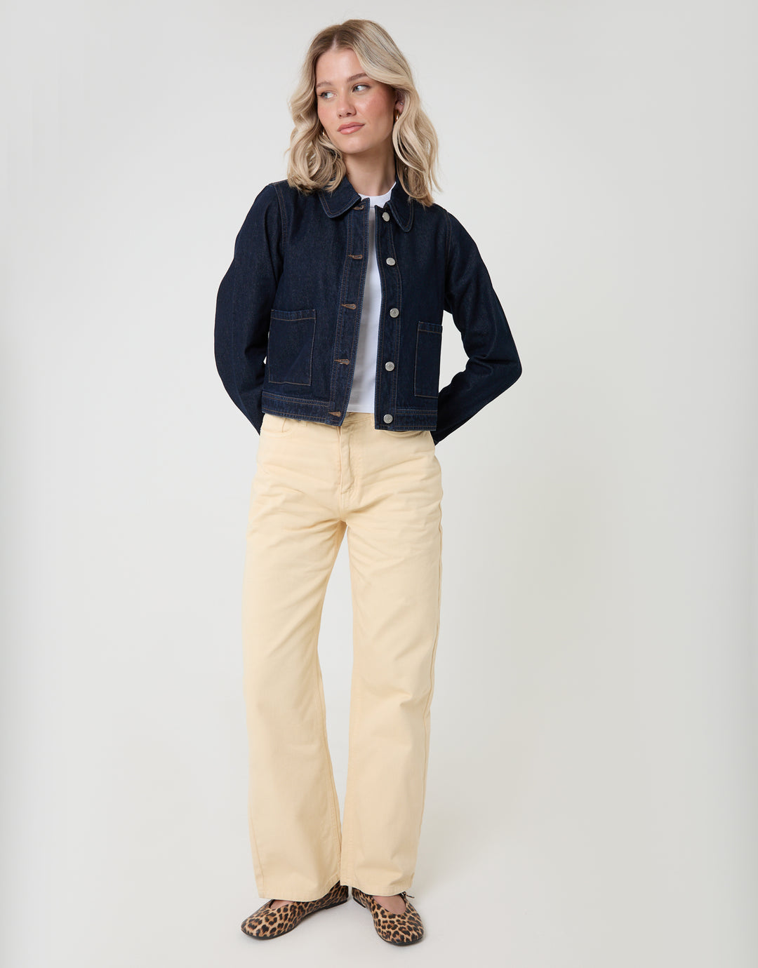 Threadbare Denim Jacket with Patch Pockets in Indigo - full body