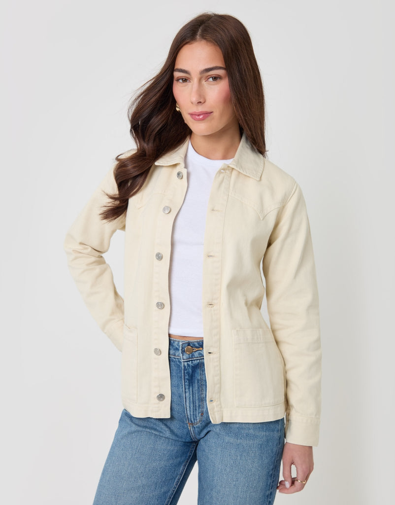 Belted Denim Jacket Ecru