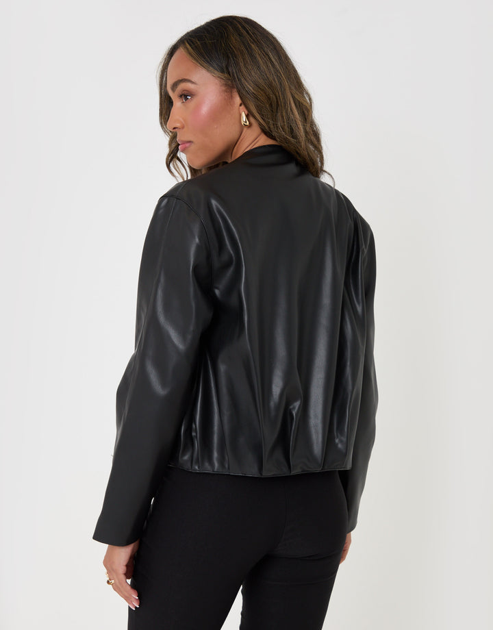 Threadbare Suede Bomber Jacket in Black - back view