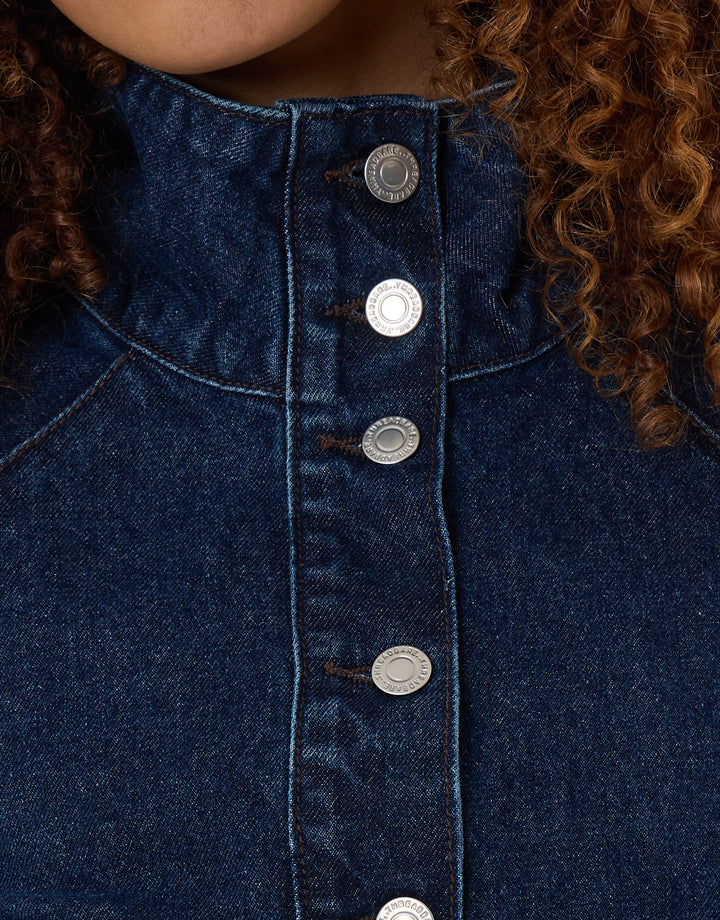 Threadbare Denim Bomber Jacket in Indigo - detail