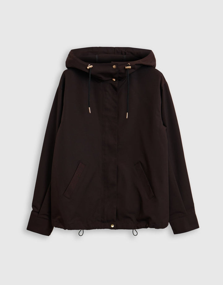 Threadbare Showerproof Hooded Mac in Chocolate Brown - mannequin image