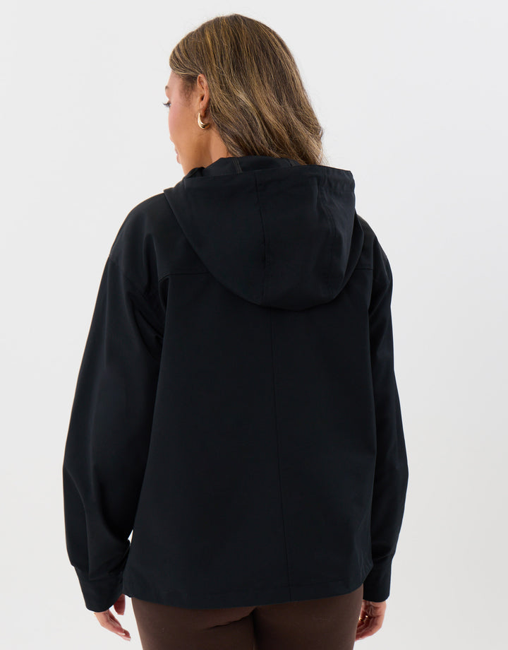 Showerproof Hooded Mac in Black