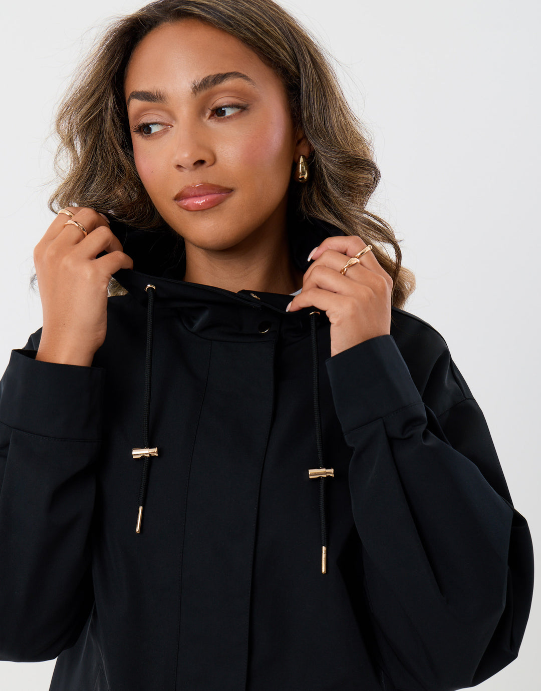 Showerproof Hooded Mac in Black