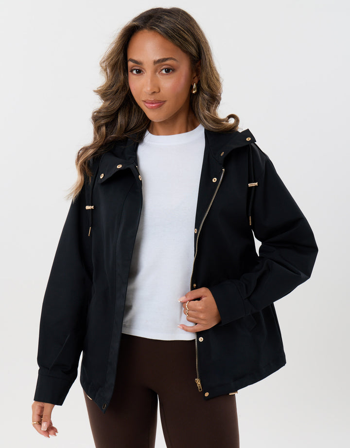 Showerproof Hooded Mac in Black