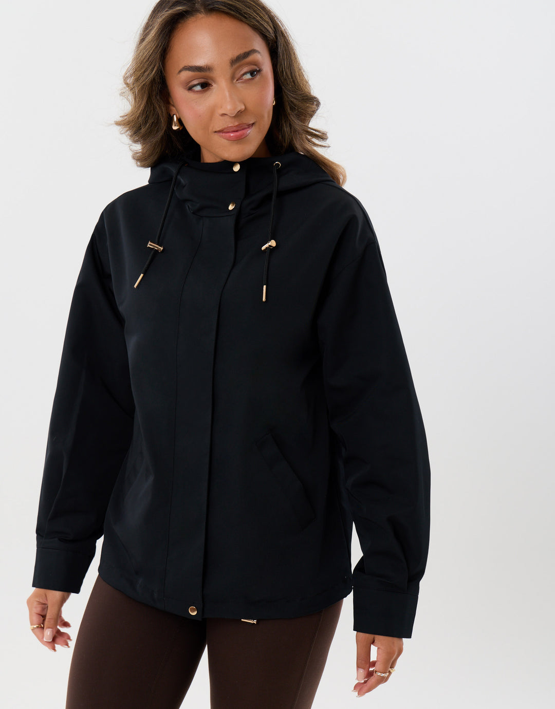 Showerproof Hooded Mac in Black