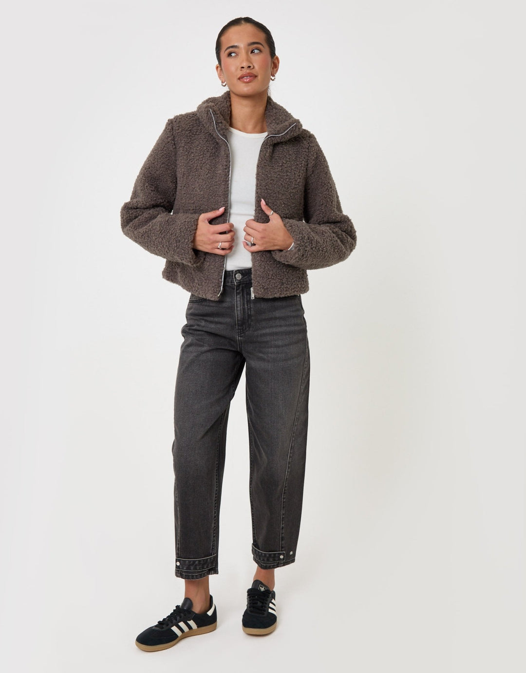 The Staple Funnel Neck Borg Bomber Jacket in Grey