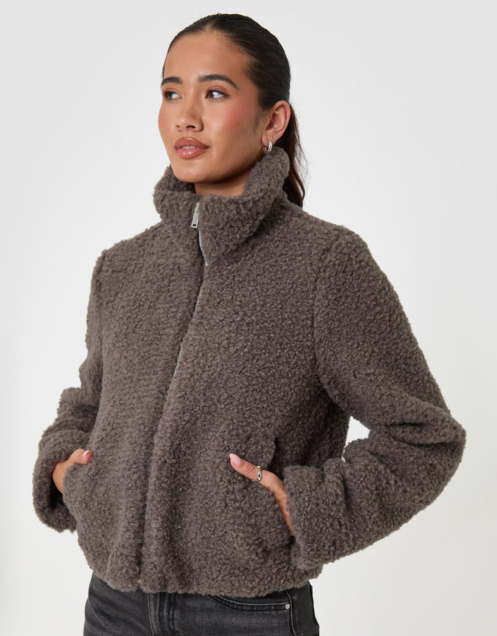 The Staple Funnel Neck Borg Bomber Jacket in Grey
