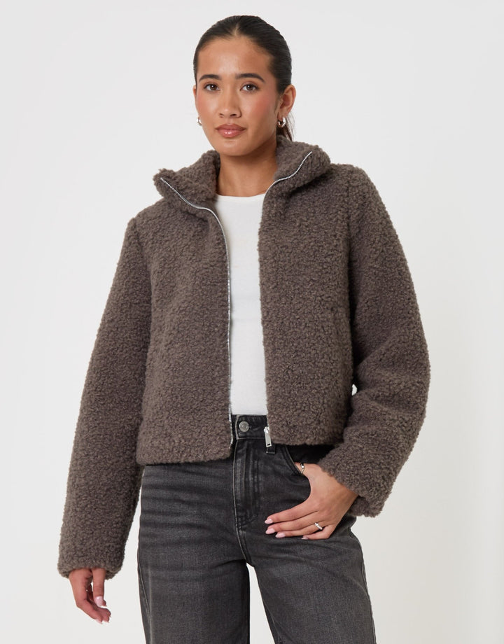 The Staple Funnel Neck Borg Bomber Jacket in Grey