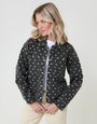 Threadbare Polka Dot Co-ord Denim Shacket in Mono - front view