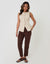 Crew Neck Longline Denim Waistcoat in Ecru