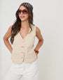 Threadbare Fitted Denim Waistcoat in Ecru - bandana shot