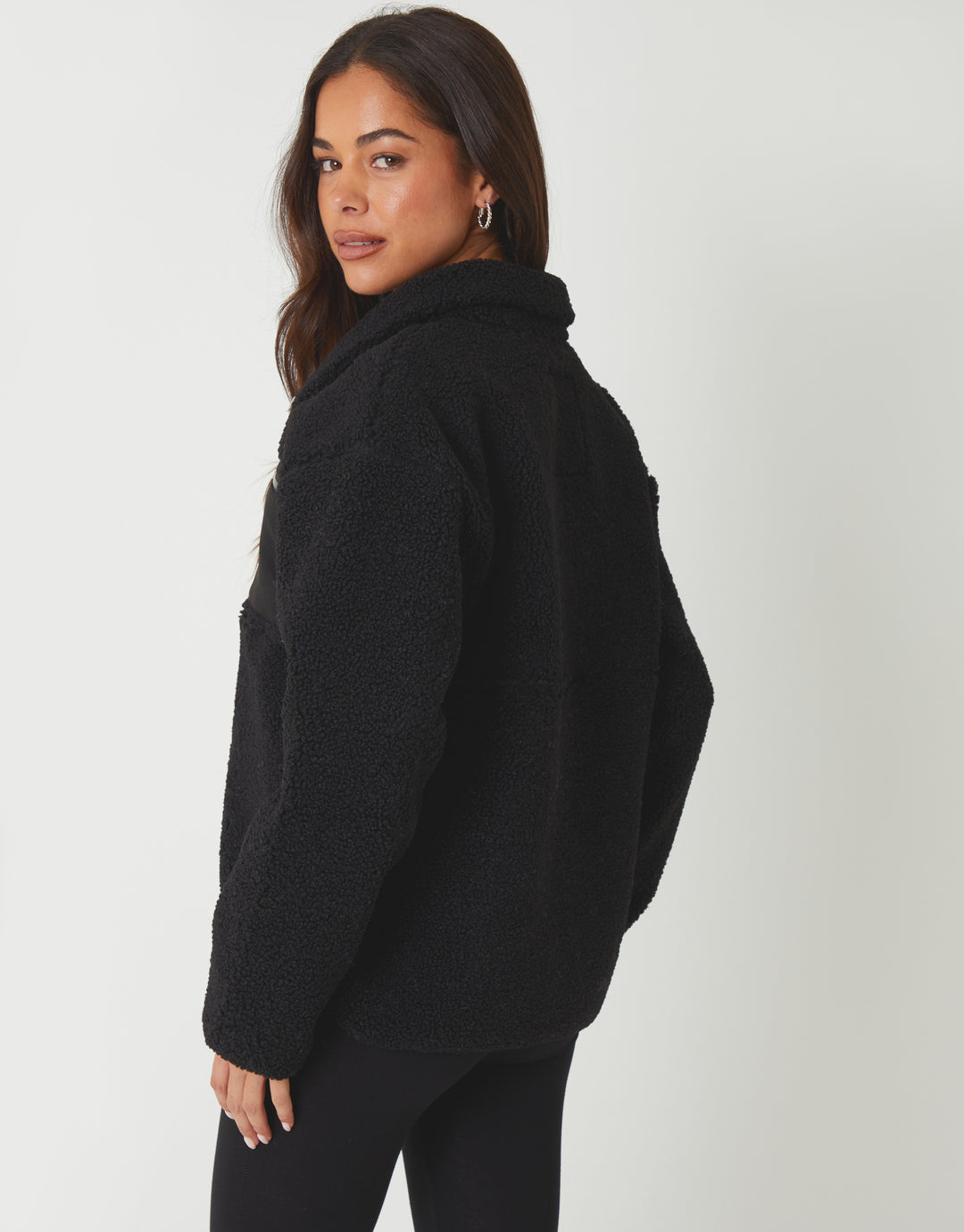 Black Half Zip Borg Fleece