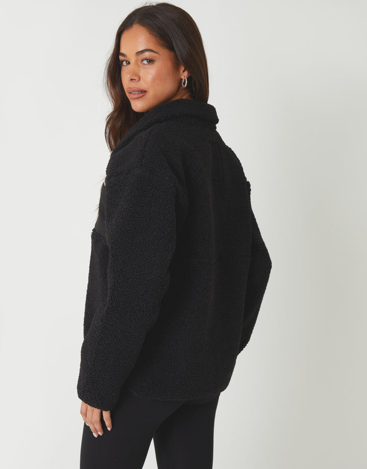 Black Half Zip Borg Fleece