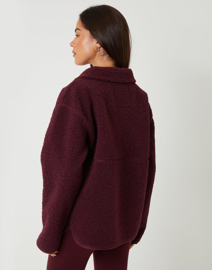 Berry Red Half Zip Borg Fleece