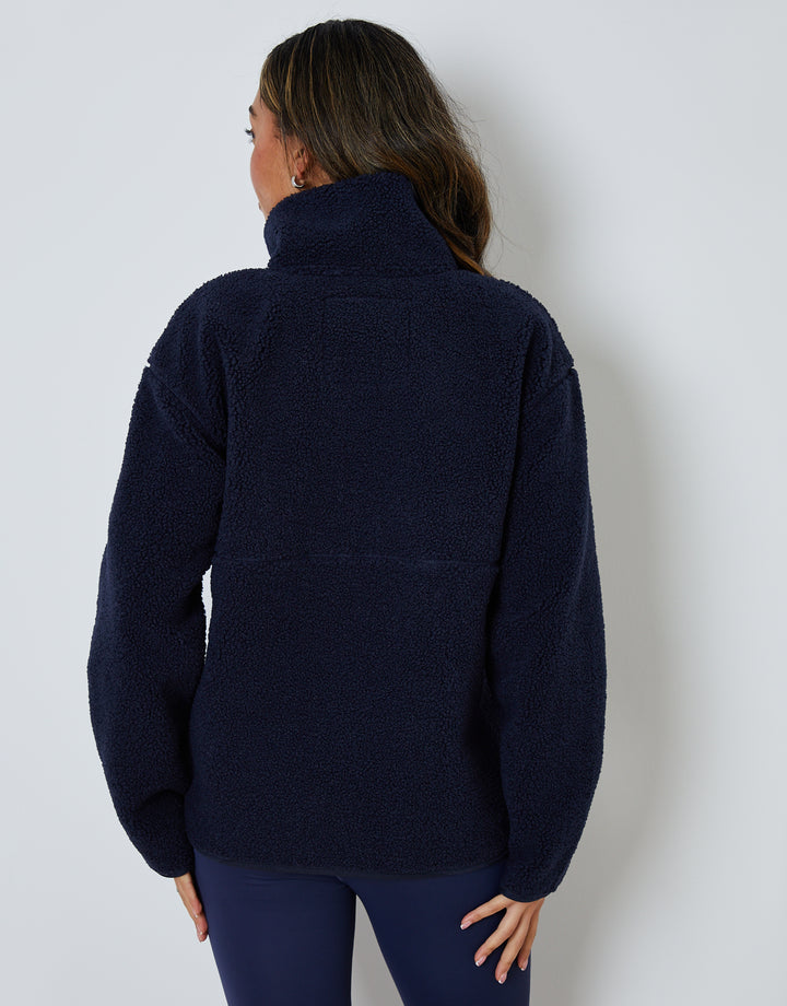 Navy Half Zip Borg Fleece