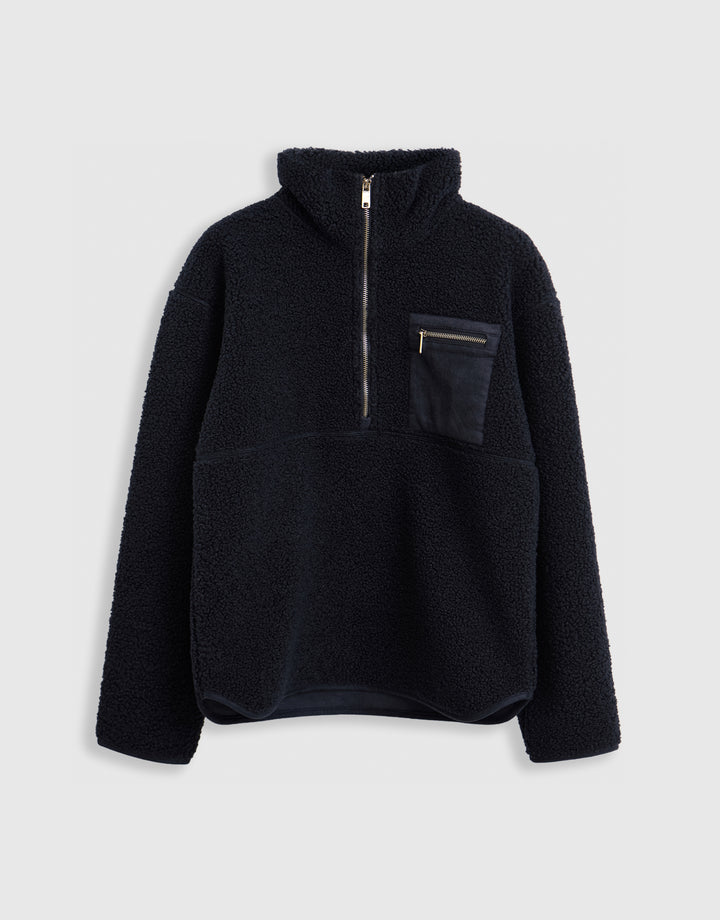 The Ultimate Half Zip Borg Fleece in Navy