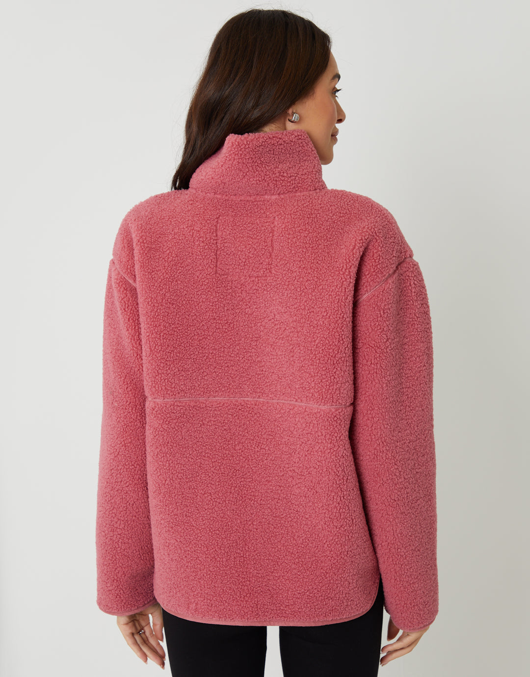 Pink Half Zip Borg Fleece