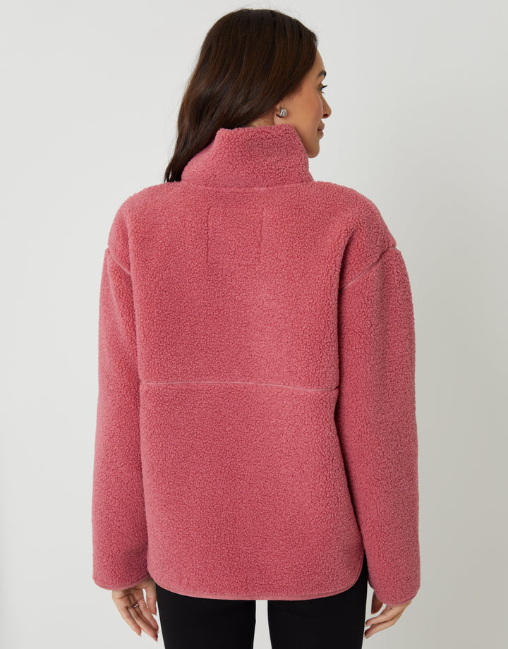 Pink Half Zip Borg Fleece