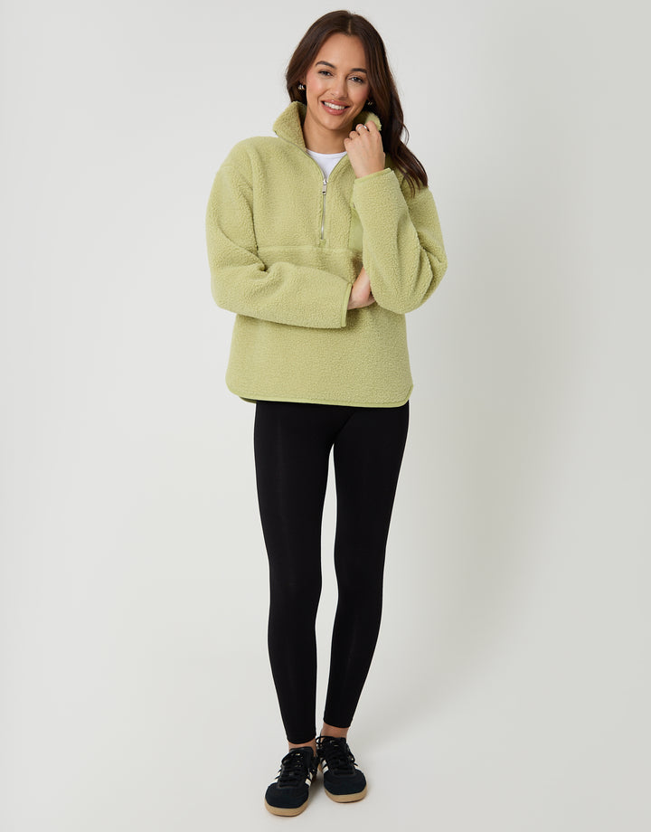 Lime Green Half Zip Borg Fleece