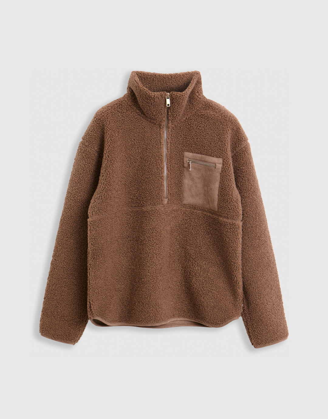 The Ultimate Half Zip Borg Fleece in Mink Brown