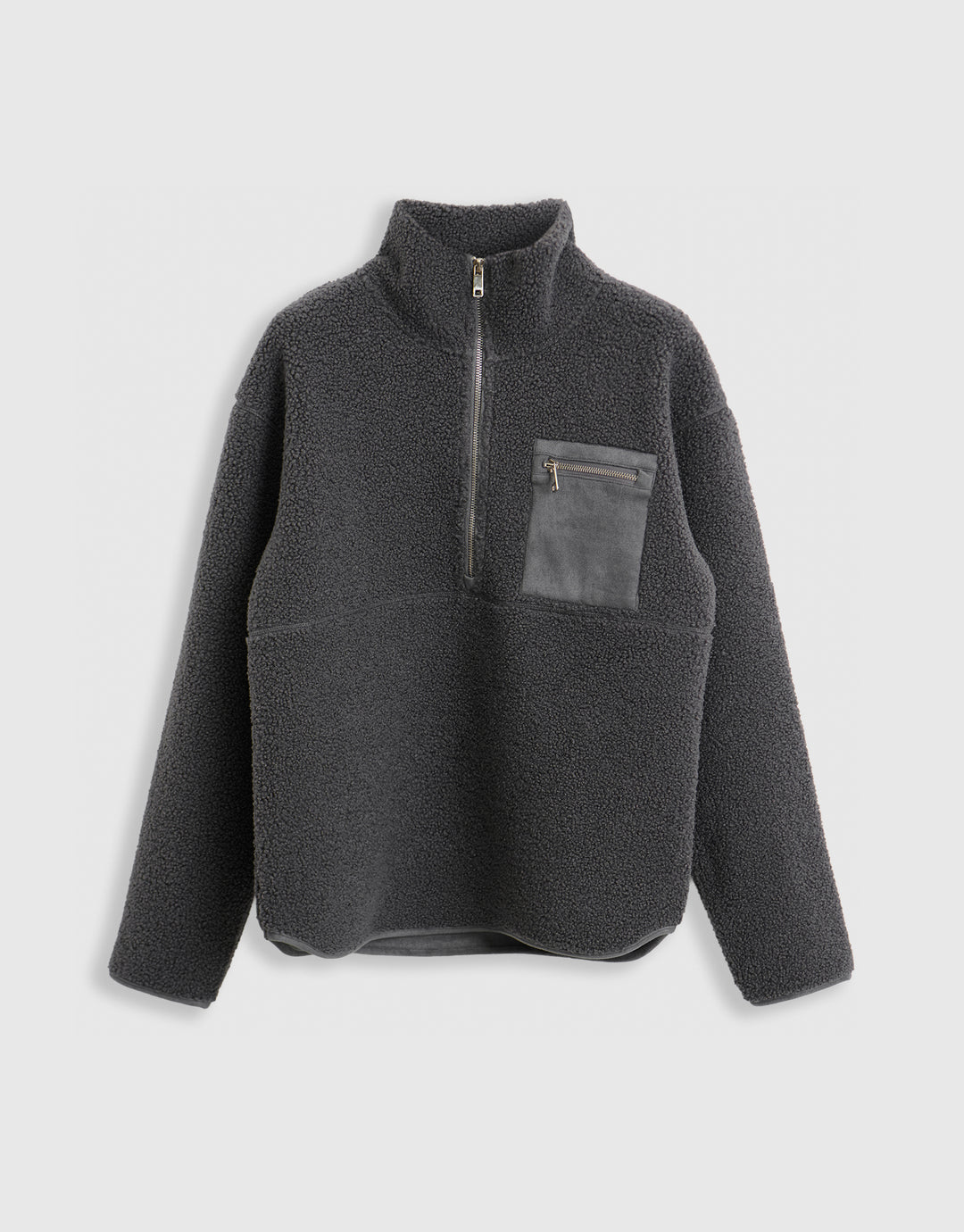 Threadbare The Ultimate Half Zip Borg Fleece in Charcoal Grey - mannequin image