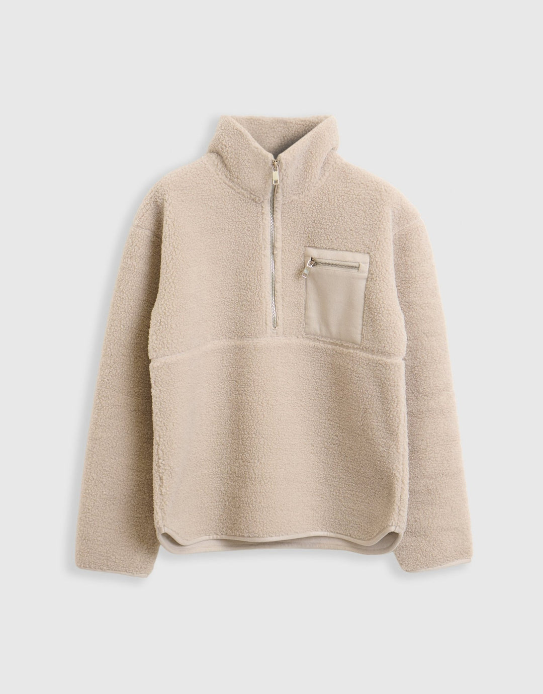 The Ultimate Half Zip Borg Fleece in Mushroom