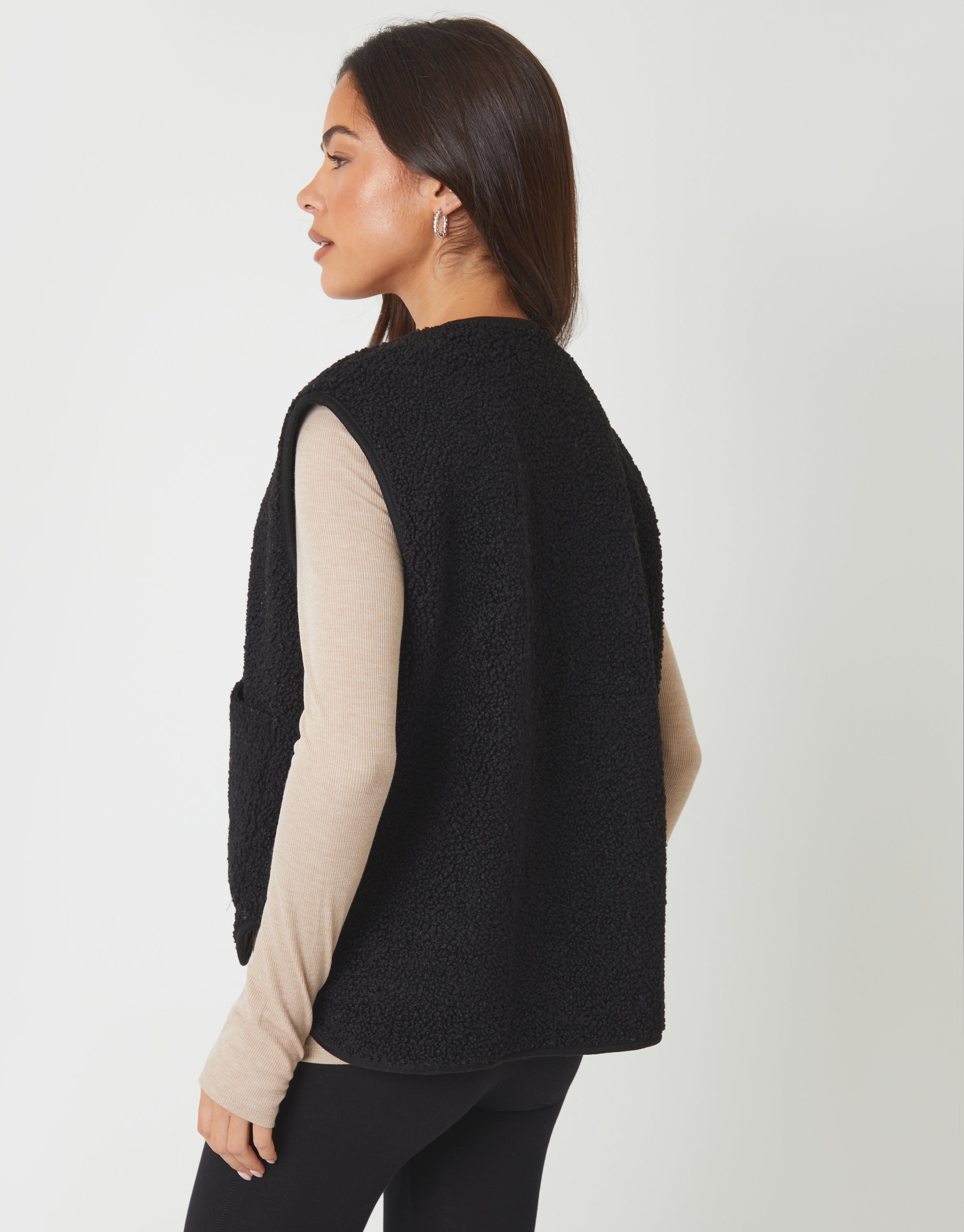 Threadbare Women's Black Reversible Fleece Borg Gilet