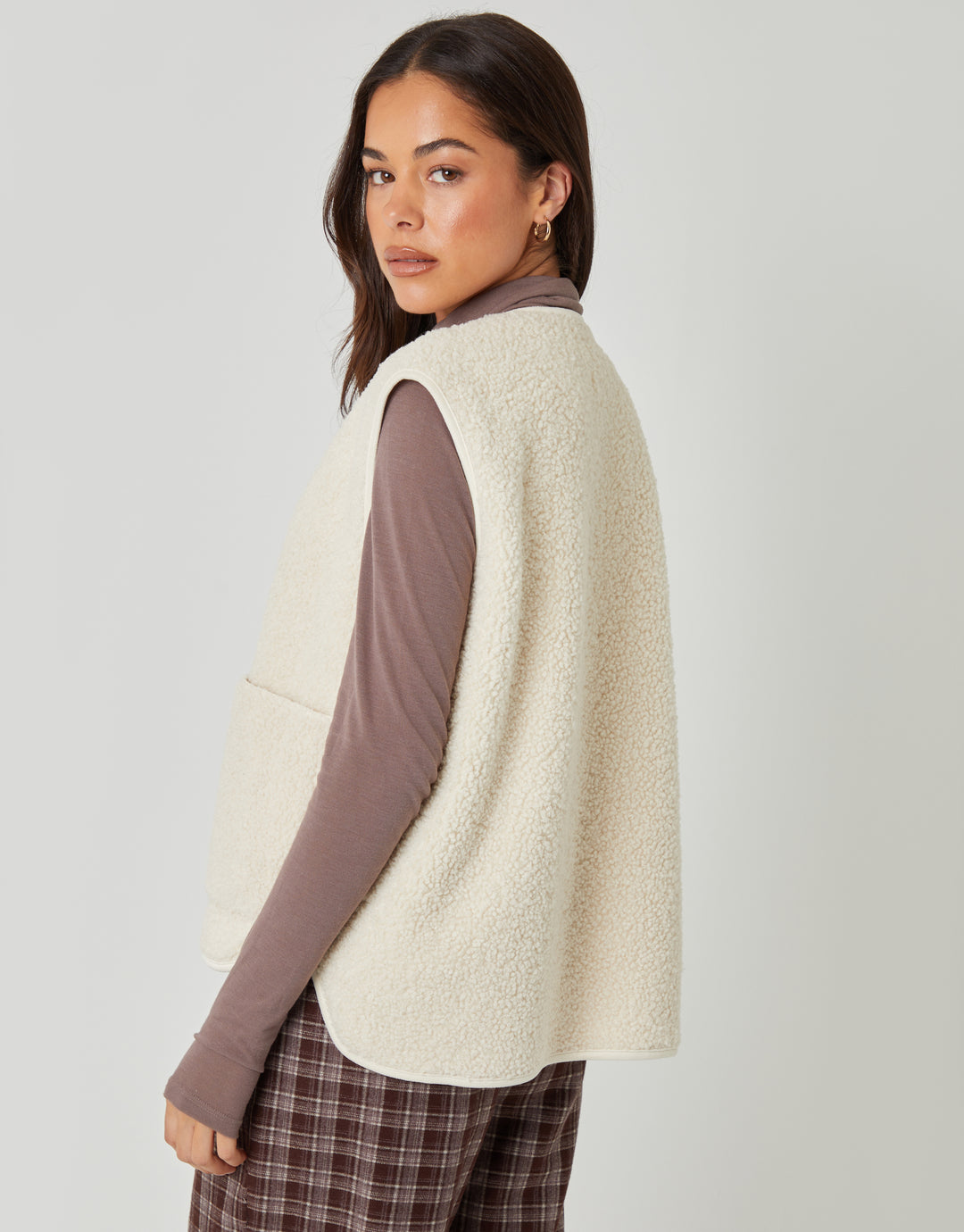 Cream Reversible Fleece Borg Gilet