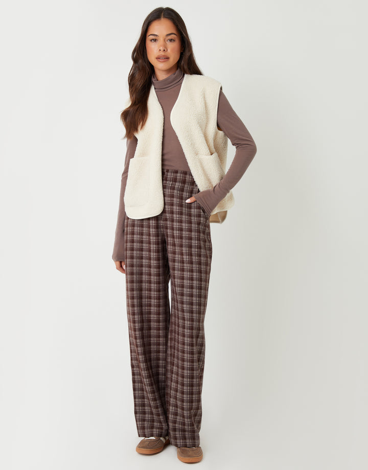 Cream Reversible Fleece Borg Gilet