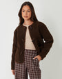 Chocolate Brown Fleece Borg Toggle Jacket