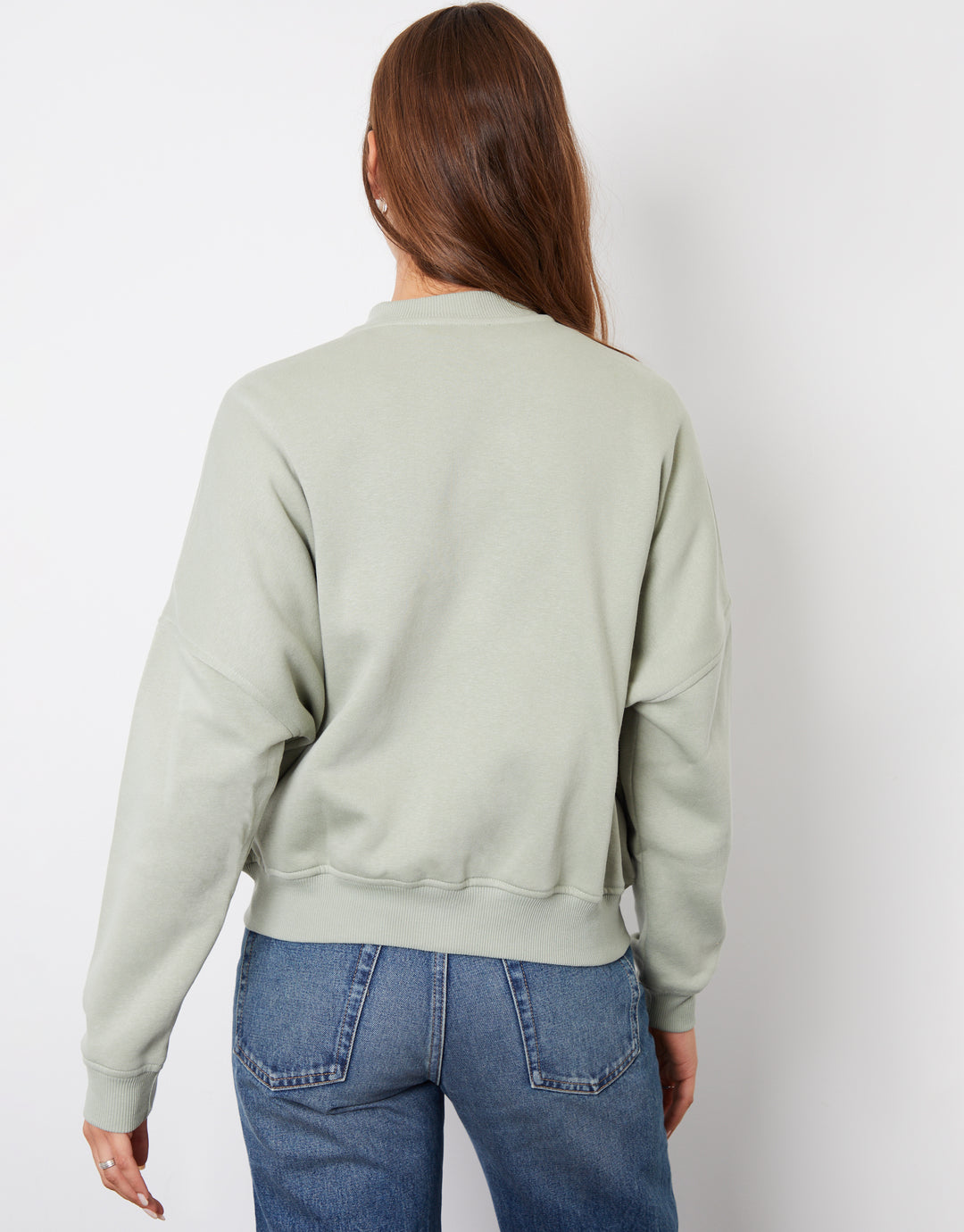 Zip-Up Bomber Sweat in Sage Green