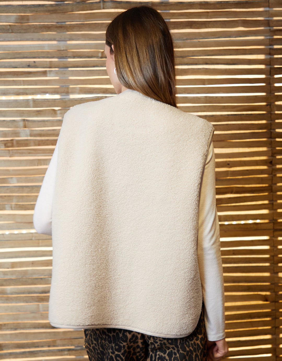 Threadbare Women's Ecru Toggle Fleece Borg Gilet - Main Image