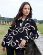 Black Bow Print Quarter Zip Fleece