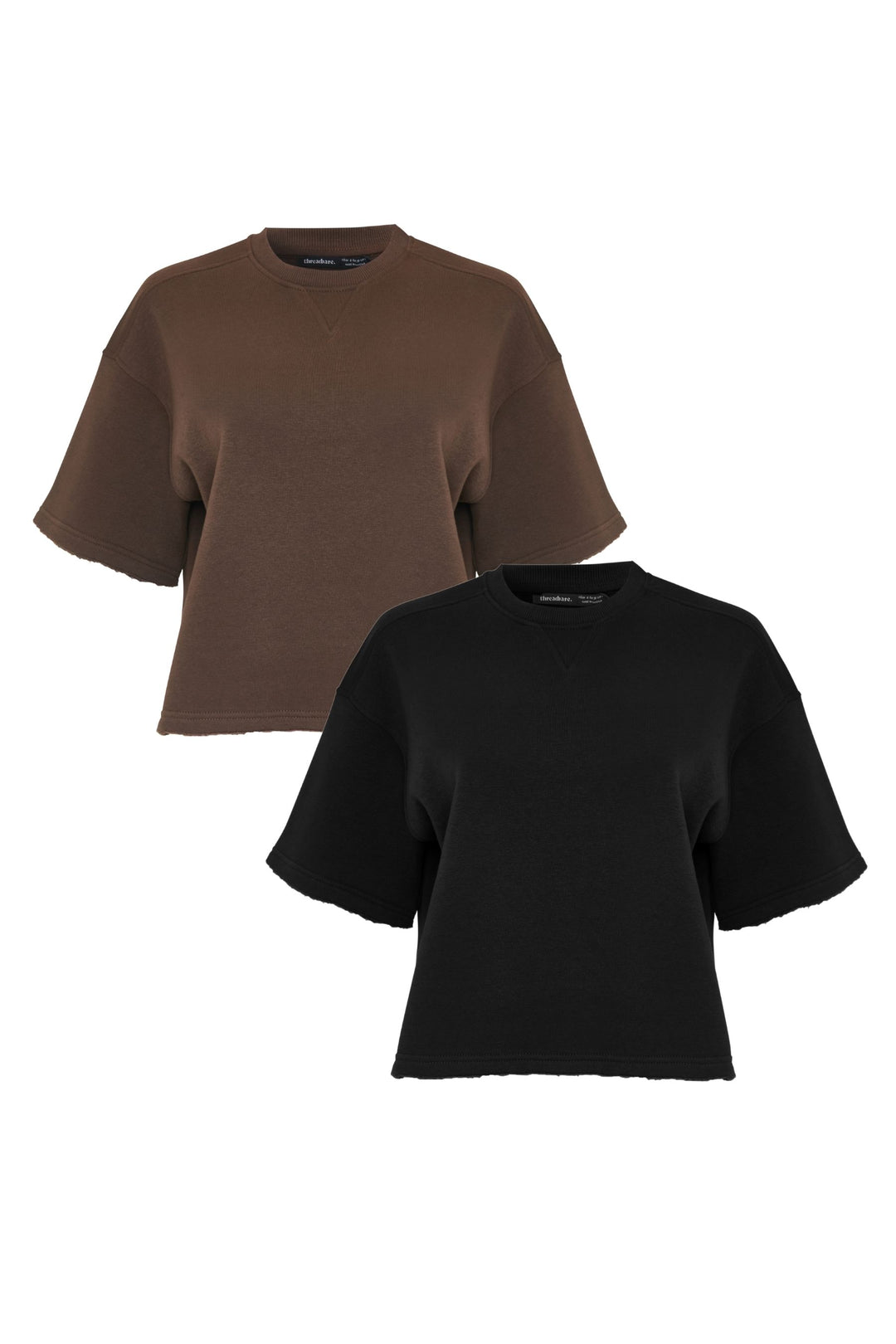 Chocolate Brown & Black Boxy Short Sleeve Sweatshirts (2 Pack)