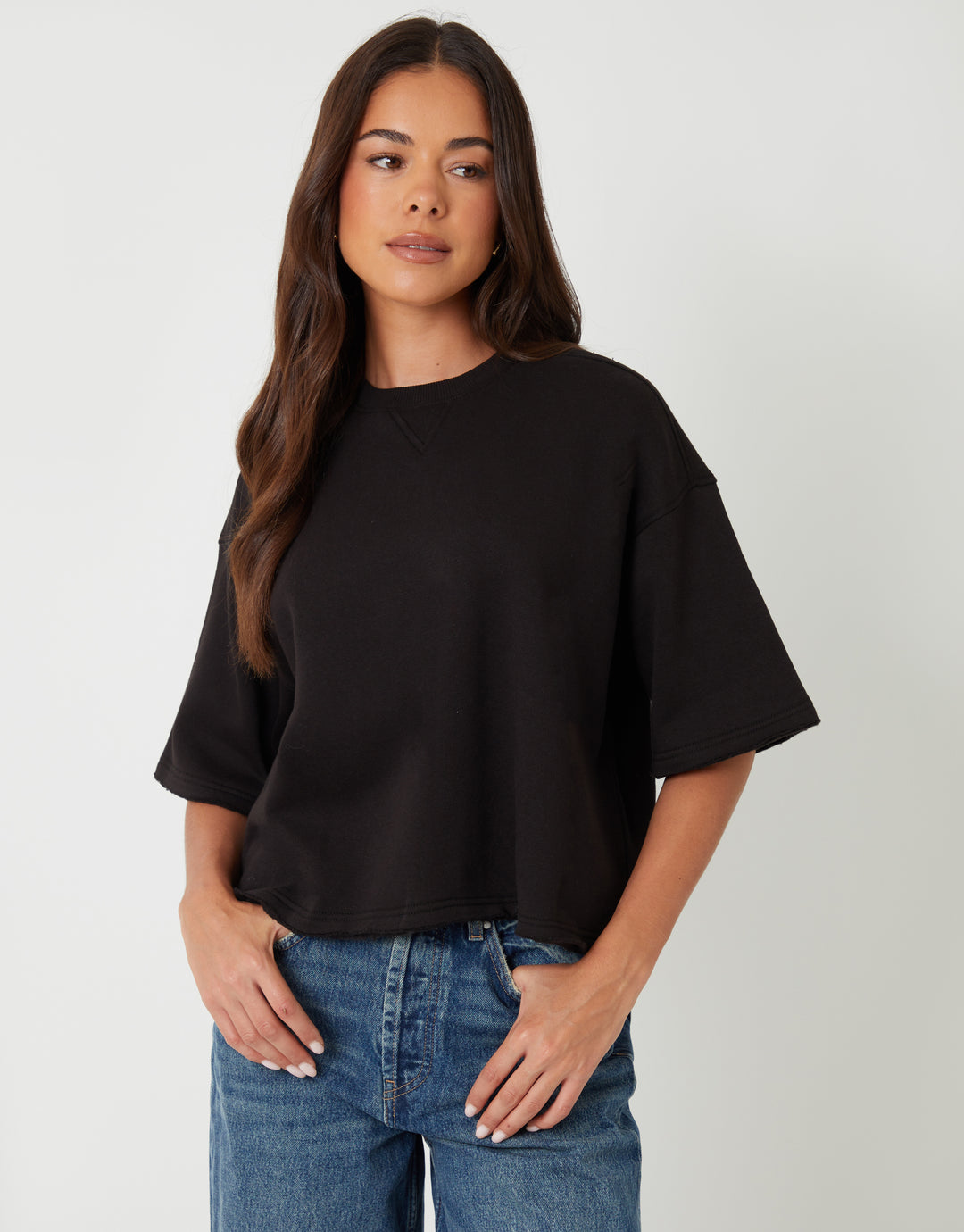 Chocolate Brown & Black Boxy Short Sleeve Sweatshirts (2 Pack)