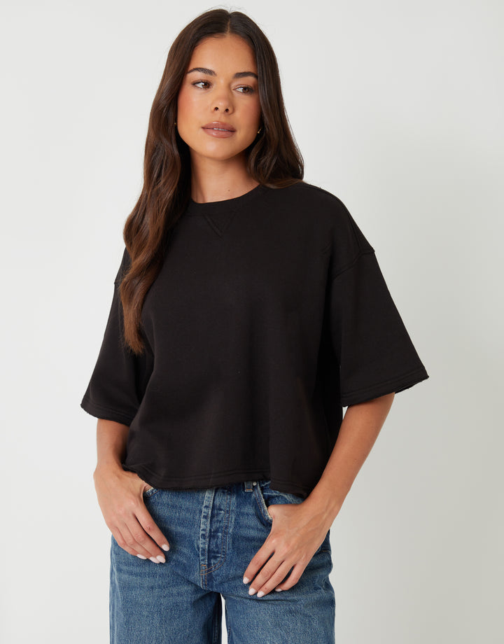 Chocolate Brown & Black Boxy Short Sleeve Sweatshirts (2 Pack)