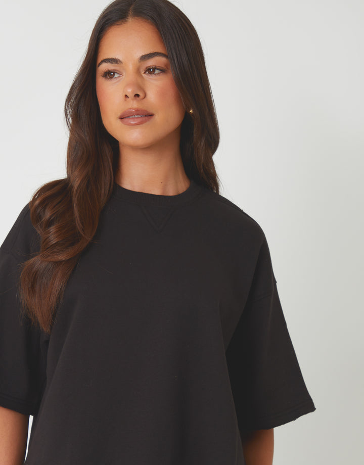 Chocolate Brown & Black Boxy Short Sleeve Sweatshirts (2 Pack)