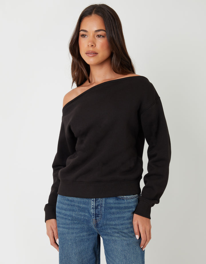 Tan Brown & Black Slash Neck Sweatshirts (2 Pack)