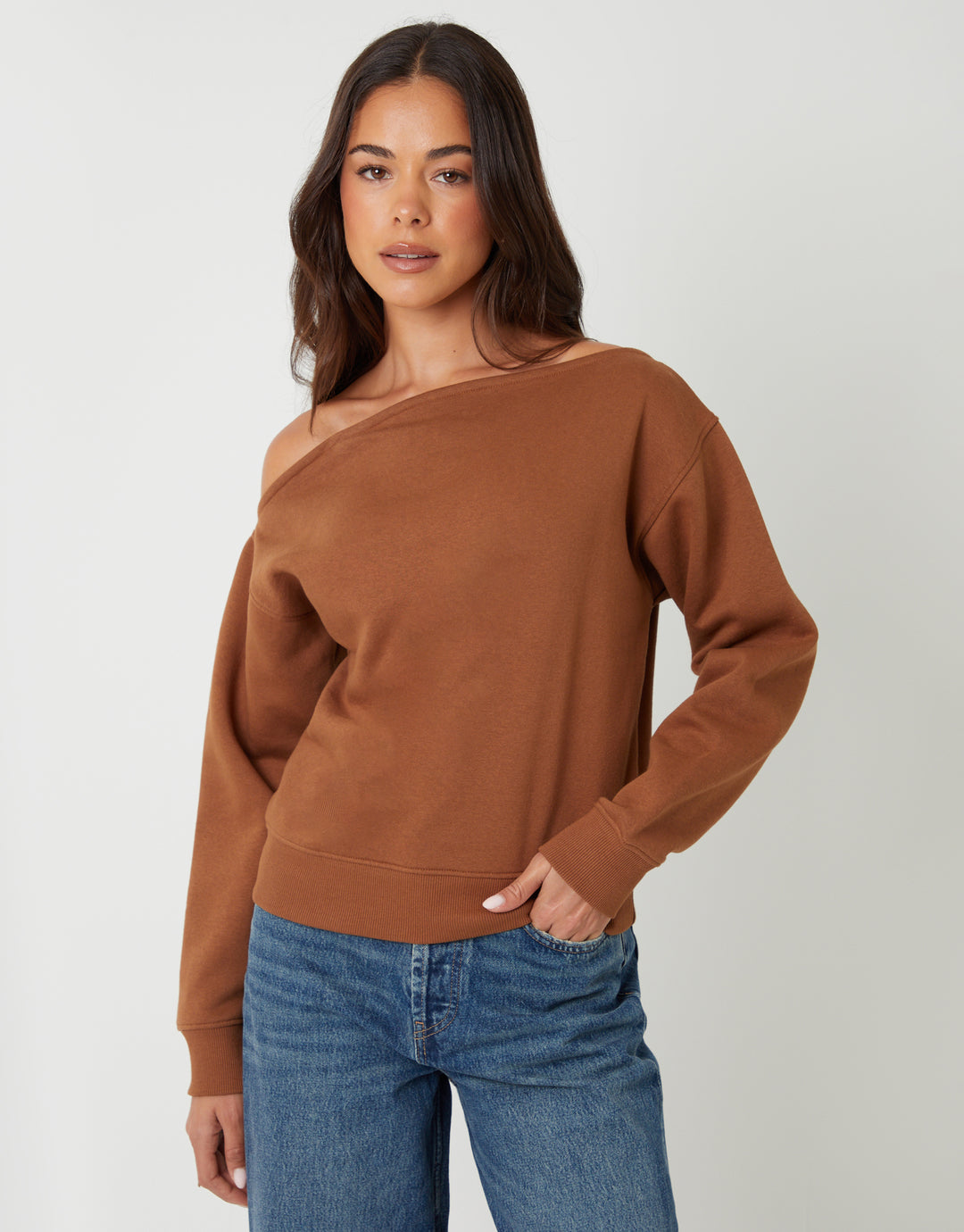 Tan Brown & Black Slash Neck Sweatshirts (2 Pack)